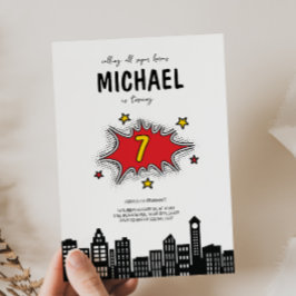 ダイナミック・スーパーヒーロー1st誕生日招待状 招待状