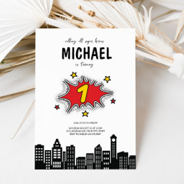 ダイナミック・スーパーヒーロー1st誕生日招待状 招待状