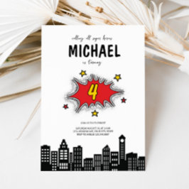 ダイナミック・スーパーヒーロー4th誕生日招待状 招待状