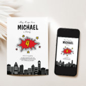 ダイナミック・スーパーヒーロー4th誕生日招待状 招待状