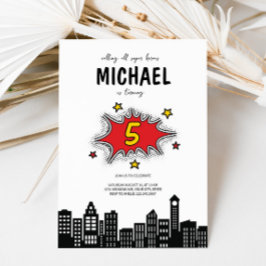 ダイナミック・スーパーヒーロー5誕生日招待状 招待状