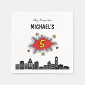 ダイナミック・スーパーヒーロー5誕生日 スタンダードカクテルナプキン (正面)