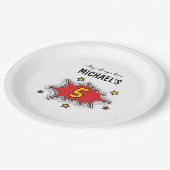 ダイナミック・スーパーヒーロー5誕生日 ペーパープレート (アングル)