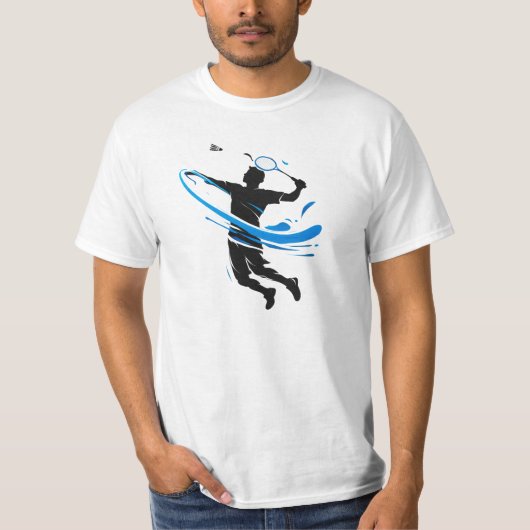 ダイナミック バドミントン スマッシュ シルエット - カスタム Tシャツ (正面)