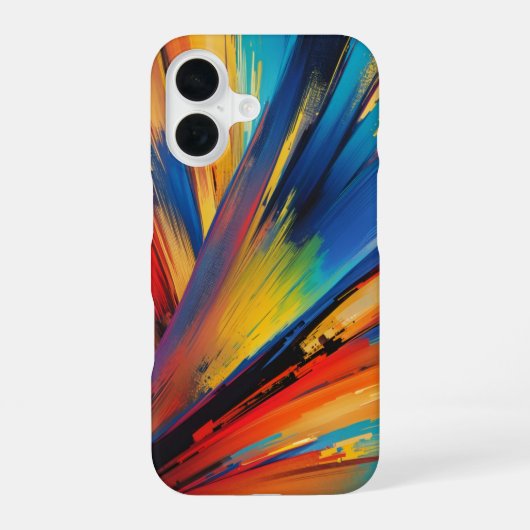 ダイナミック・ブラッシュストローク・モダンアート iPhone 16ケース (裏面)
