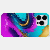 ダイナミック リキッド アブストラクト、ホワイト スクリプト名、バージョン2 Case-Mate iPhoneケース (裏面 (横))
