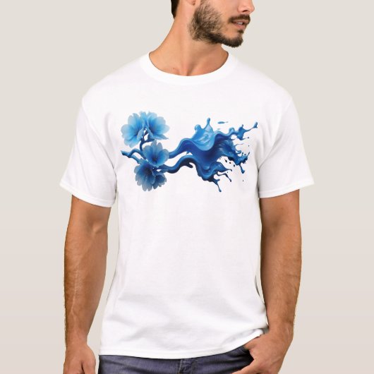 ダイナミック ABSTRACT FLOWER アートデザイン Tシャツ (正面)