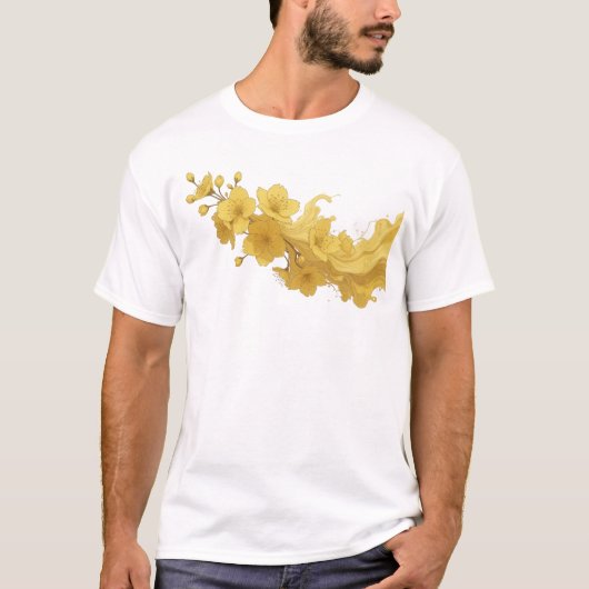ダイナミック ABSTRACT FLOWER スタイル ステートメント Tシャツ (正面)