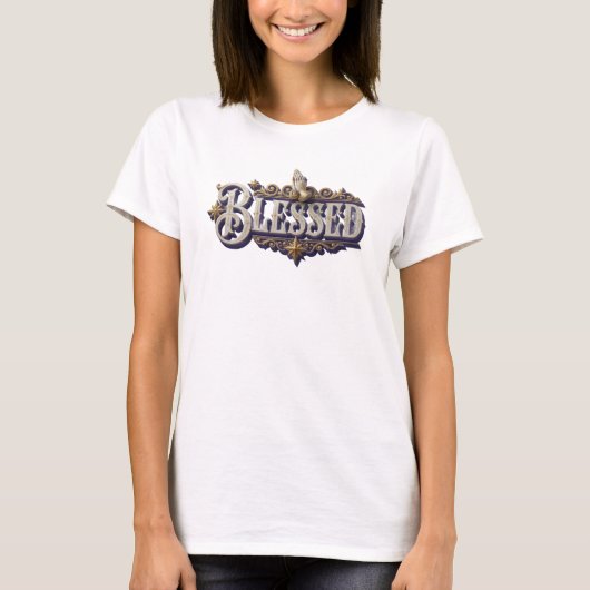 ダイナミック BLESSED ファッションプリント Tシャツ (正面)