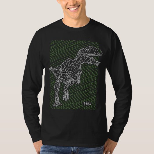 ダイナミックDino: Tレックスイラストレーション線 Tシャツ (正面)