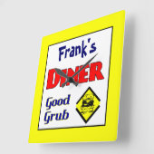 ダイナーカスタムレトロキッチンウォールクロック スクエア壁時計 (傾斜)