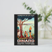 ダイナードの海岸線、スイミングガール、ヴィンテージ旅行 ポストカード (スタンド正面)