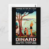 ダイナードの海岸線、スイミングガール、ヴィンテージ旅行 ポストカード (正面/裏面)