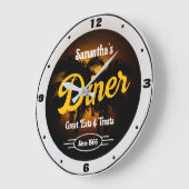 ダイナー任意の名前Date Palm Trees 縁ど Gray ラージ壁時計 (傾斜)