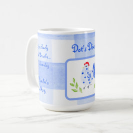 ダイナー水彩ブルーヘンチェック サンデーパーソナライズ コーヒーマグカップ