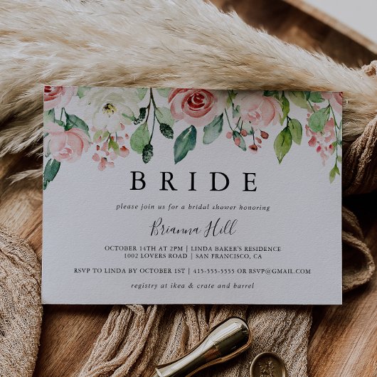 ダイニエレガントティオータムフローラブライドブライダルシャワー 招待状