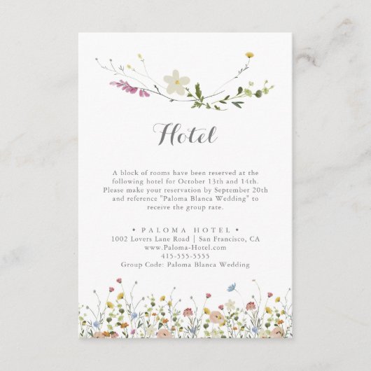 ダイニカラフルティワイルドフラワーズカリグラフィーホテル エンクロージャーカード (正面)