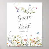 ダイニカラフルティワイルドフラワーズゲストブックサイン ポスター (正面)