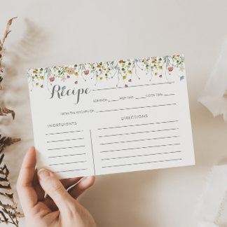 ダイニカラフルティワイルドブライダルシャワーレシピカード