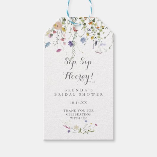 ダイニカラフルティワイルドsipホレーブライダルシャワー ギフトタグ (正面)