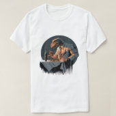 ダイニングおもしろいレストランでのTRex素晴らし恐竜 Tシャツ (デザイン正面)