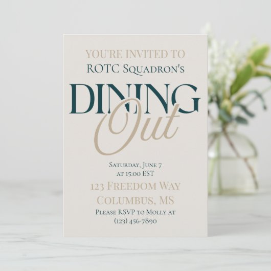 ダイニングアウト – モダンセリフ軍隊 招待状 (スタンド正面)