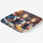 ダイニングテーブルでマウスの家族，子供の誕生日 ペーパープレート (傾斜あり)