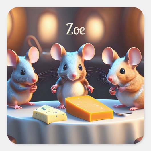 ダイニングテーブルのマウスファミリー スクエアシール (正面)