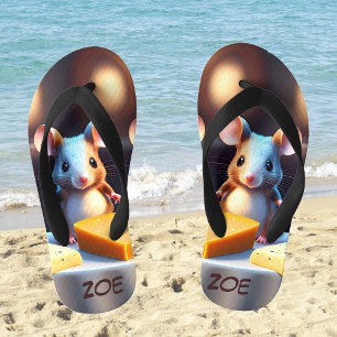 ダイニングテーブルのマウスファミリー、パーソナライズ可能 キッズビーチサンダル