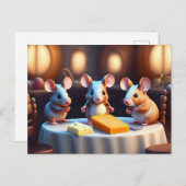 ダイニングテーブルのマウスファミリー ポストカード (正面/裏面)