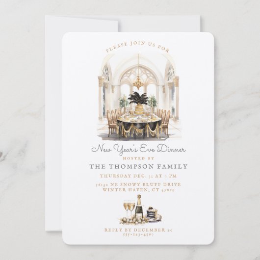 ダイニングルームテーブル |大晦日のディナー 招待状 (正面)