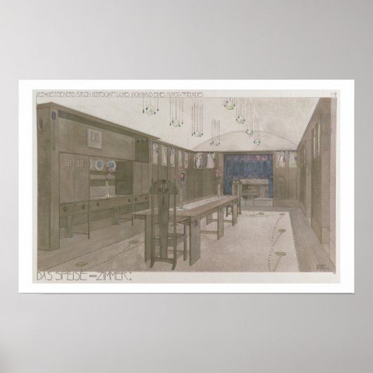 ダイニングルームデザイン1901年(カラーリトボ) ポスター (正面)