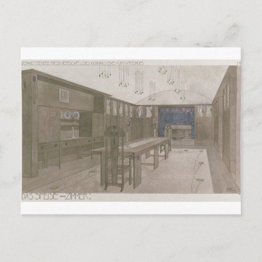 ダイニングルームデザイン1901年(カラーリトボ) ポストカード (正面)