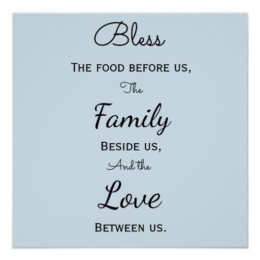 ダイニングルーム祈りの言葉ポスター ポスター (正面)