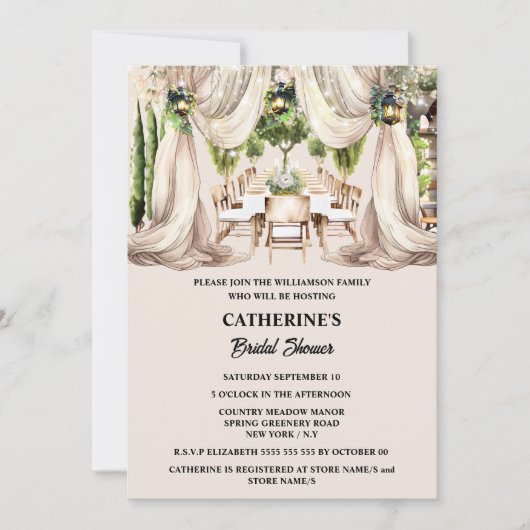 ダイニング素晴らしアルフレスコワイナリーのテーブルドレープ提灯 招待状 (正面)