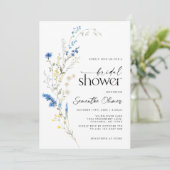 ダイニーブルーワイルドフラワーズシンプルネイビーブライダルシャワー 招待状 (スタンド正面)