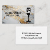 ダイニ素晴らしングロゴ | 金ゴールド白大理石 名刺 (正面/裏面)