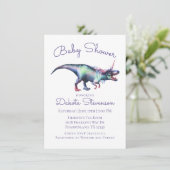 ダイノコーン赤ちゃんシャワー |ユニコーンカラフル恐竜 招待状 (スタンド正面)