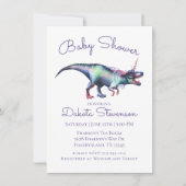 ダイノコーン赤ちゃんシャワー |ユニコーンカラフル恐竜 招待状 (正面)
