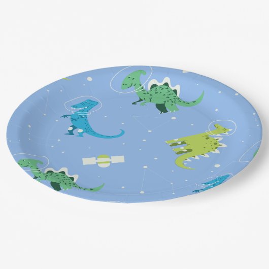 ダイノス宇宙恐竜の子どもたちパターンプレゼントかわいい夏 ペーパープレート (アングル)