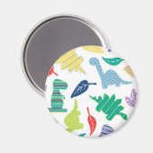 ダイノミテ！可愛いカラフル恐竜パターン マグネット (正面/裏面)