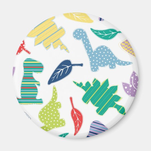 ダイノミテ！可愛いカラフル恐竜パターン マグネット (正面)