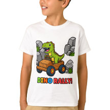 ダイノラリーキッズスポーツTシャツ - 楽しい恐竜レース