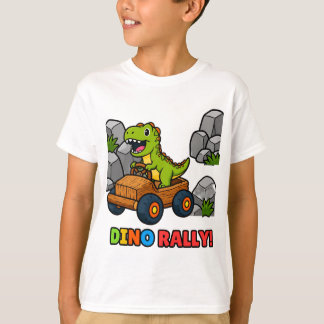 ダイノラリーキッズスポーツTシャツ - 楽しい恐竜レース Tシャツ