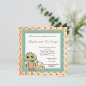 ダイノ遊ス恐竜Tレックスベビーシャワー招待状 招待状 (スタンド正面)