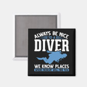 ダイバーおもしろいスキューバダイビング マグネット (正面/裏面)