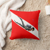 ダイバーおよびダイビング国旗 クッション (ブランケット)