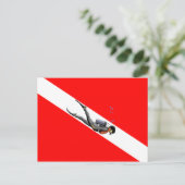 ダイバーおよびダイビング国旗 ポストカード (スタンド正面)