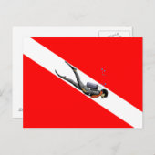 ダイバーおよびダイビング国旗 ポストカード (正面/裏面)