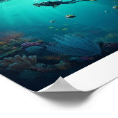 ダイバーがサメに出会う ポスター (角)